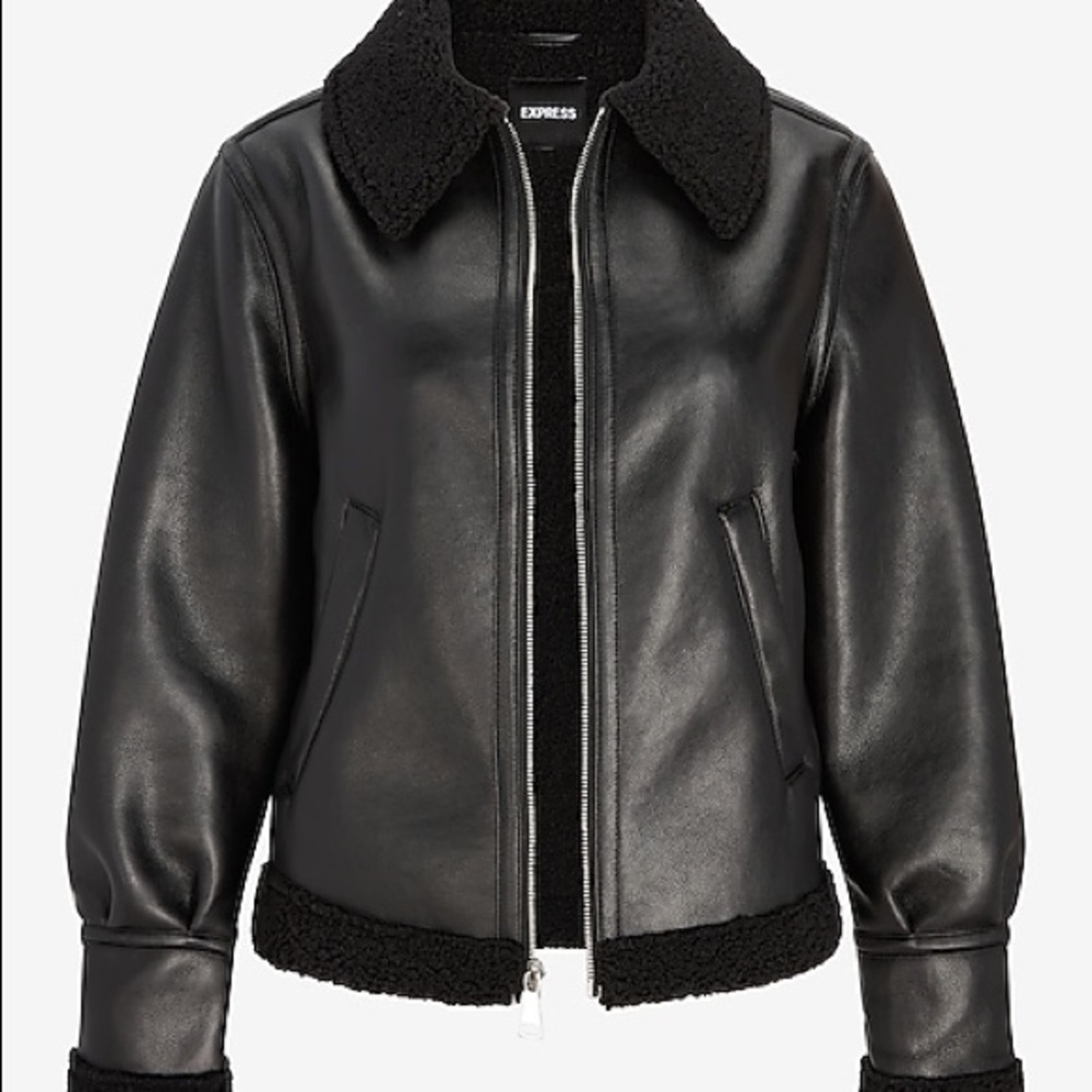 Sherpa Lined Faux Leather Jacket